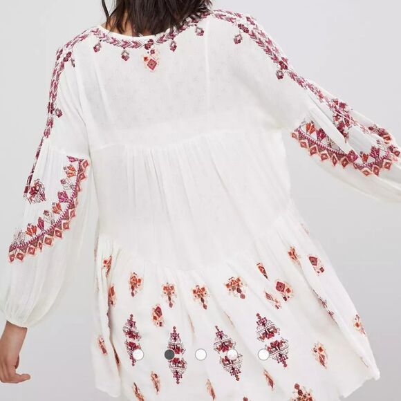 Free People Ariana Embroidered Oversized Tunic Blouse Top Women's Size Small - Picture 4 of 14